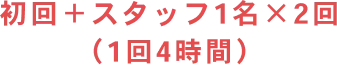 初回＋スタッフ1名×2回（1回4時間）