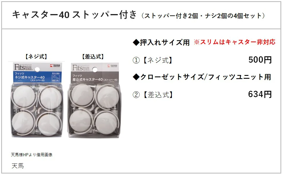 独特の素材独特の素材フィッツネジ式 キャスター 4個入り その他