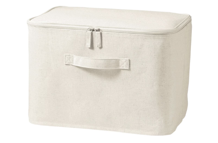 ランドリーワゴン上に設置した無印良品ポリエステル麻・ソフトボックス